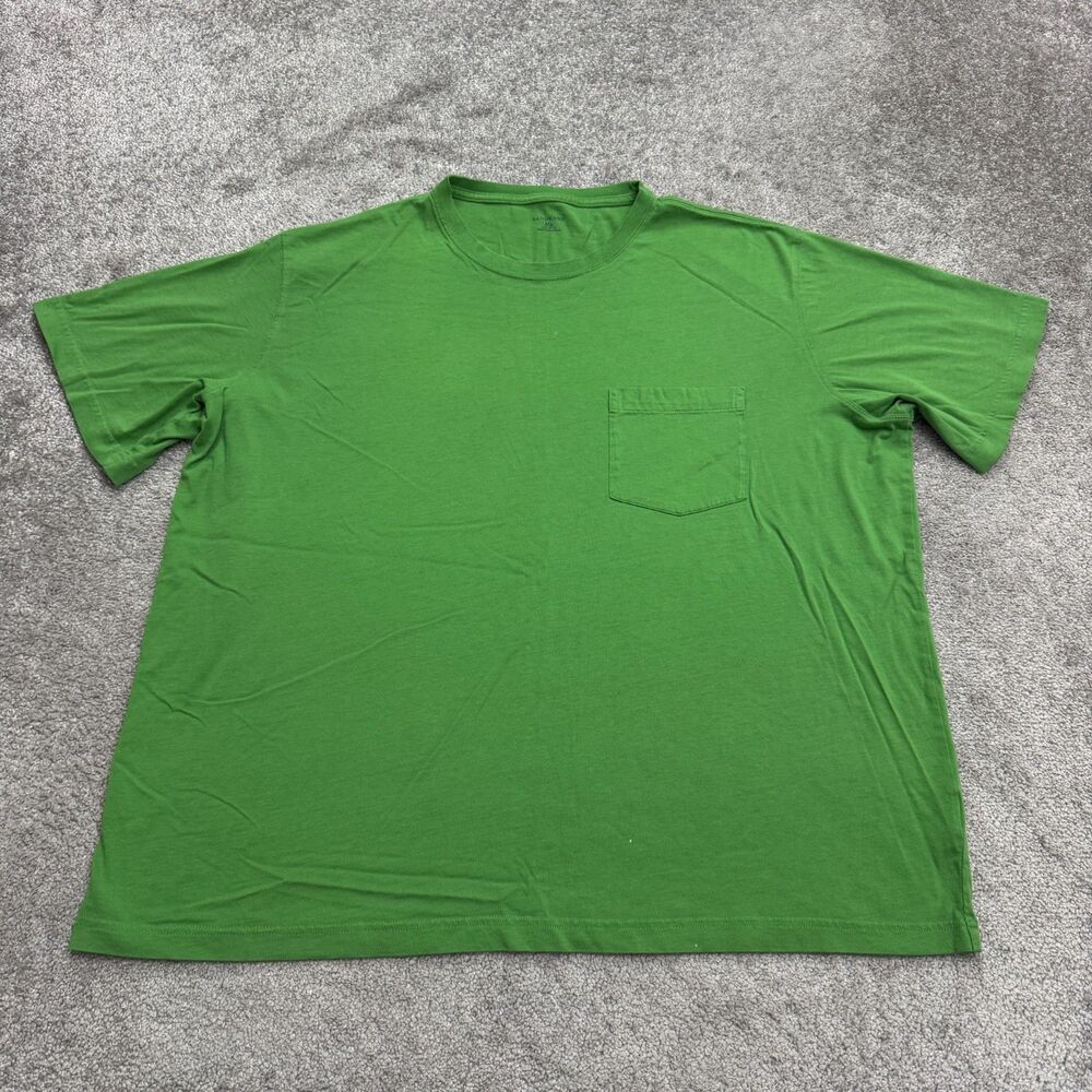 Lands' End Basic T-Shirt Mens XXL Green Short Sleeve Crew Neck Cotton Pocket Tee